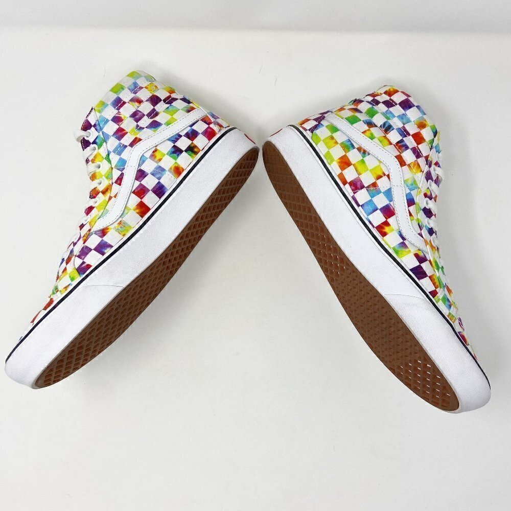 VANS | Customized Unique Tie Dye Checkerboard SK8-HI High Tops 12 Mens - Picture 2 of 15